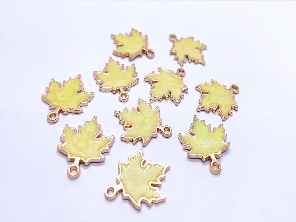 Light Yellow Leaf Designer Metallic Charms