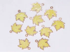 Light Yellow Leaf Designer Metallic Charms