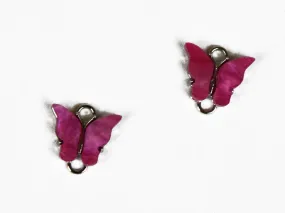 Magenta Pink Butterfly Metal Charms