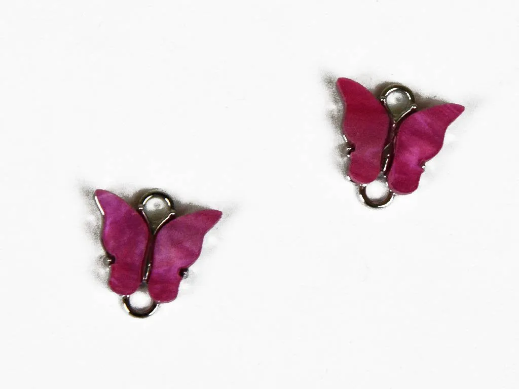Magenta Pink Butterfly Metal Charms