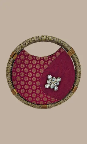 Magenta Round Woven Handbag