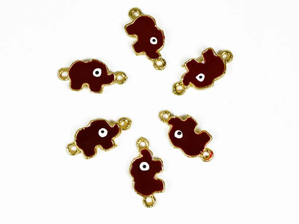 Maroon Elephants Metal Charms