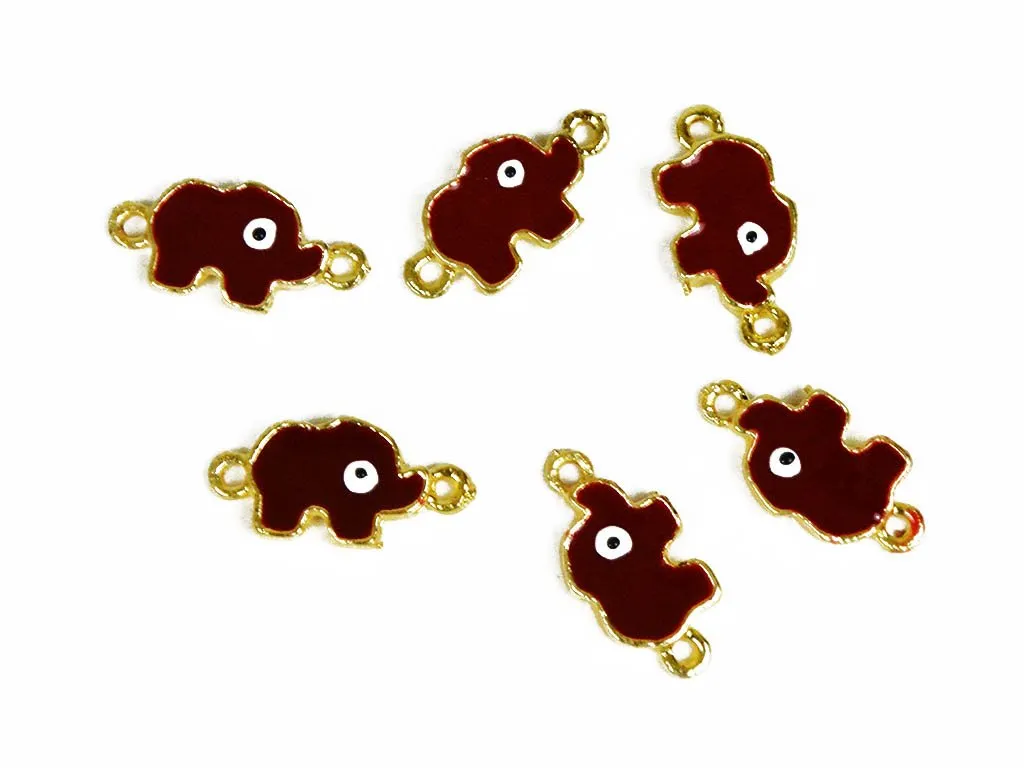 Maroon Elephants Metal Charms