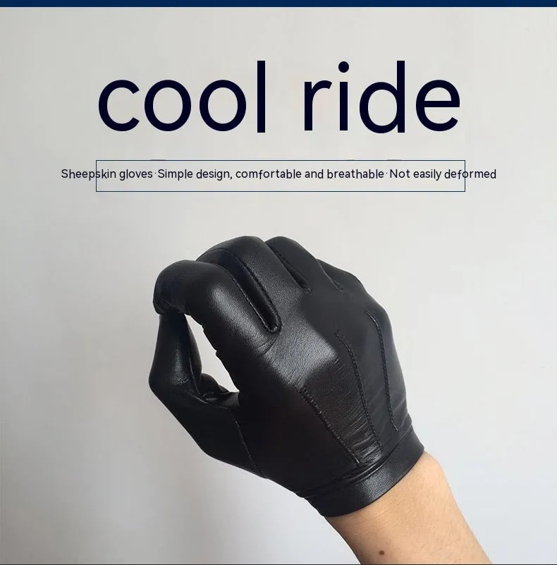 Men's Autumn And Winter Fleece-lined Warm Sheepskin Gloves