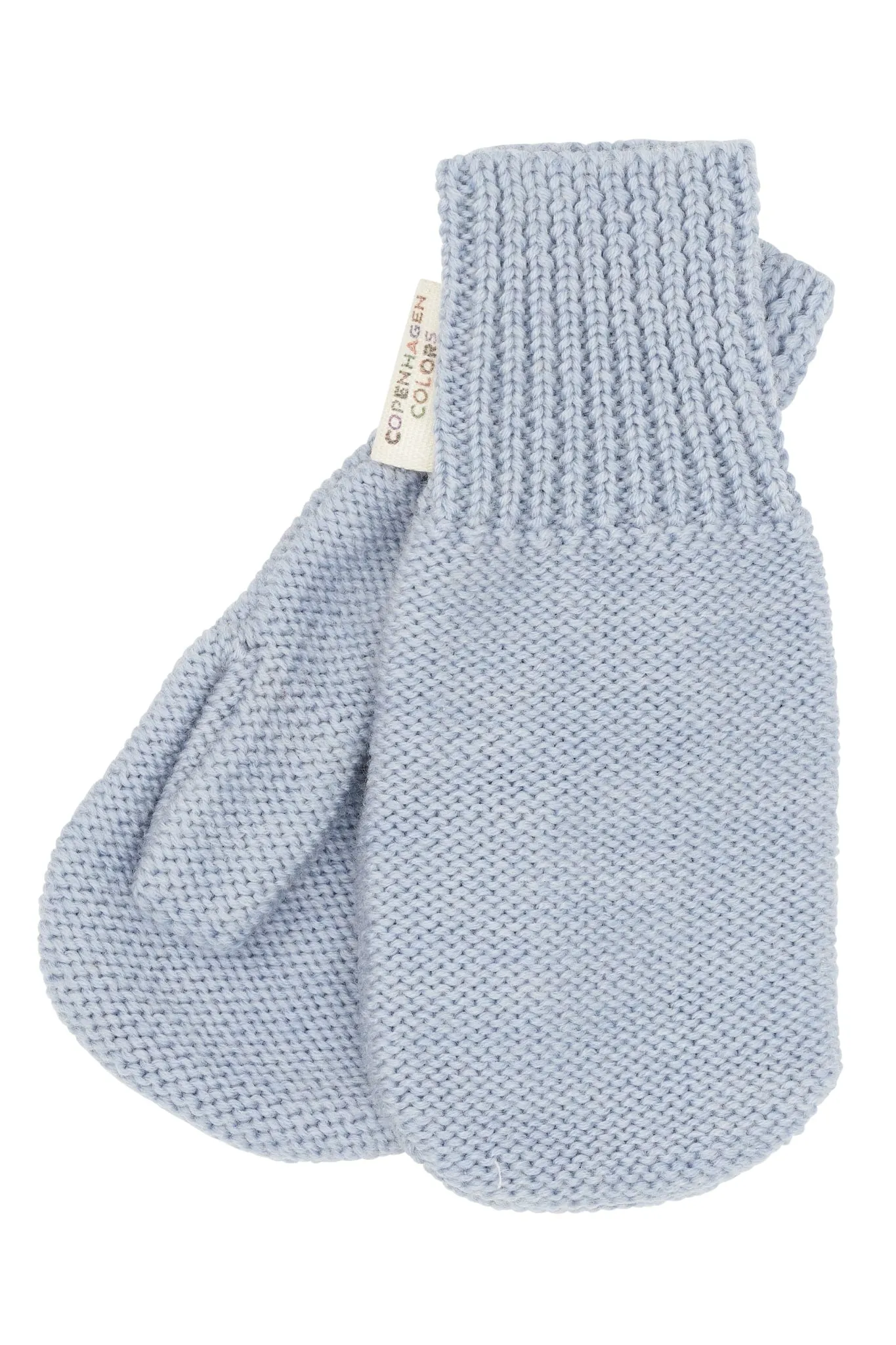 MERINO WOOL KNITTED MITTENS - DUSTY BLUE