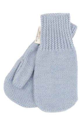 MERINO WOOL KNITTED MITTENS - DUSTY BLUE