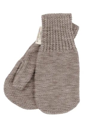 MERINO WOOL KNITTED MITTENS - NATURAL MELANGE