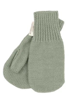 MERINO WOOL KNITTED MITTENS - SAGE GREEN