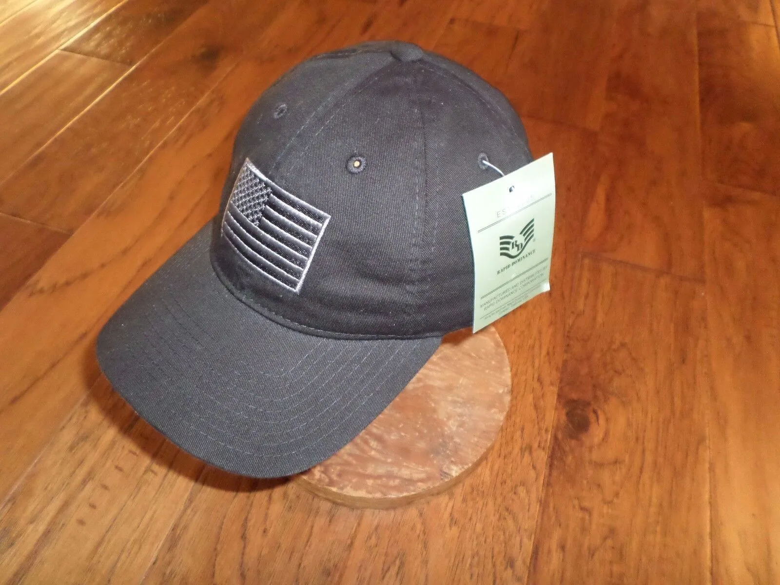 New U.S American Flag Hat Embroidered Patch U.S.A Polo Black Tonal Baseball Cap