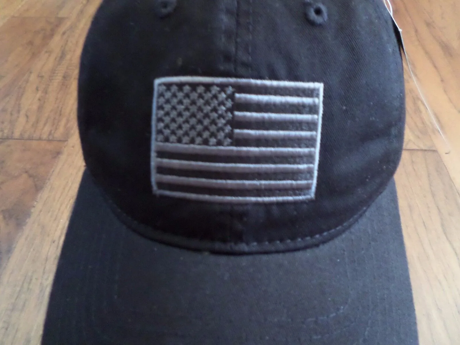 New U.S American Flag Hat Embroidered Patch U.S.A Polo Black Tonal Baseball Cap