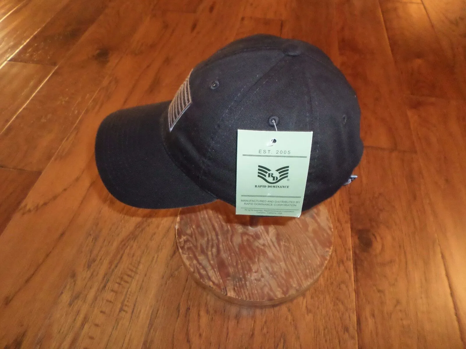 New U.S American Flag Hat Embroidered Patch U.S.A Polo Black Tonal Baseball Cap