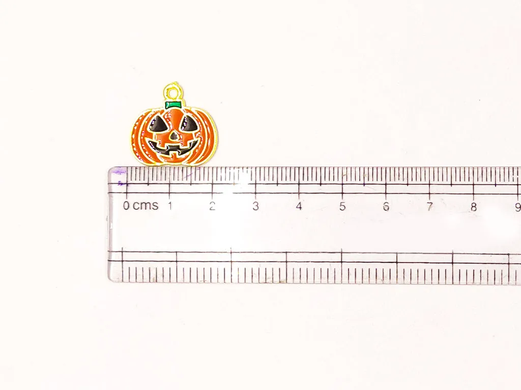Orange Pumpkin Metallic Jewelry Charms