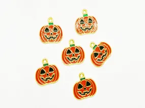 Orange Pumpkin Metallic Jewelry Charms