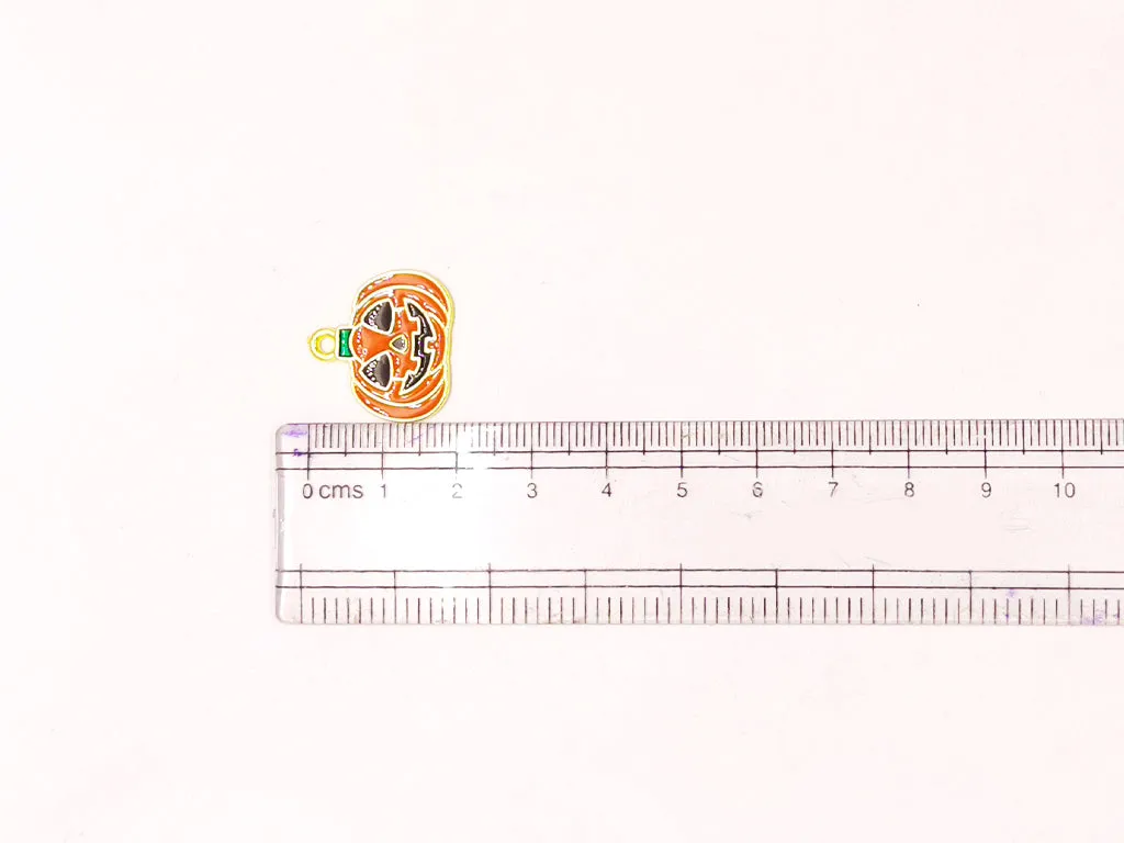 Orange Pumpkin Metallic Jewelry Charms