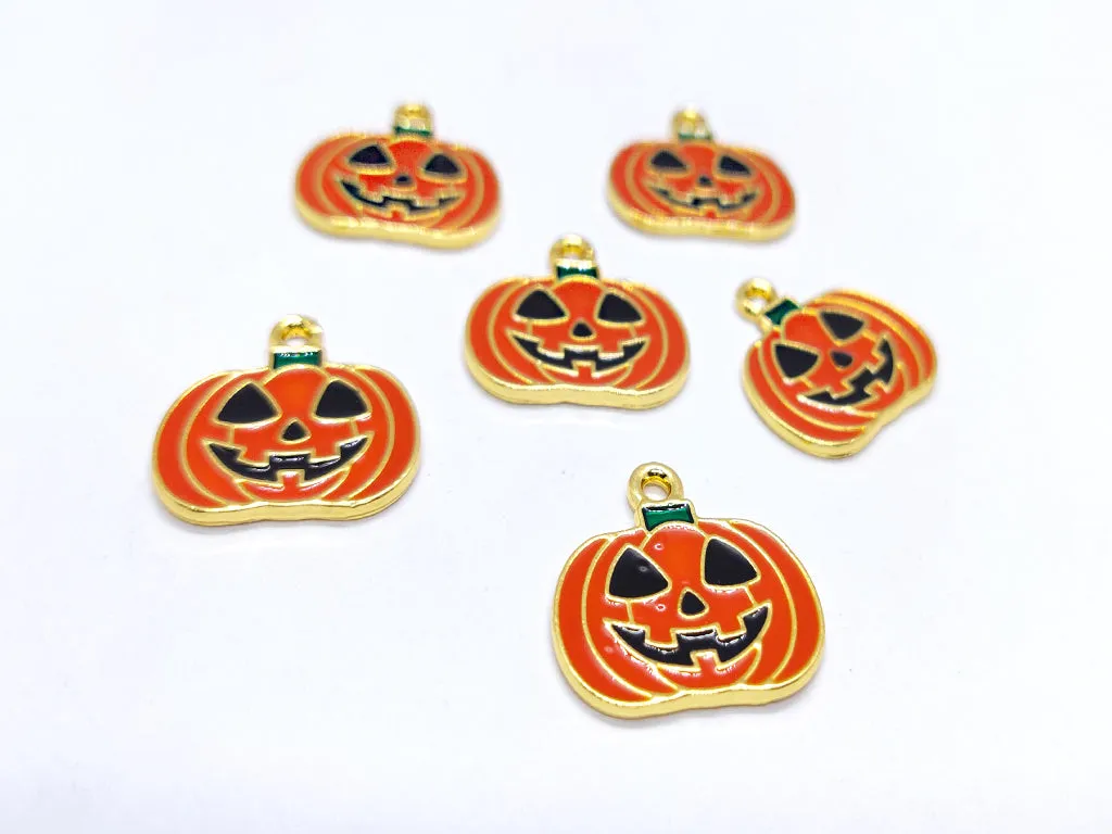 Orange Pumpkin Metallic Jewelry Charms