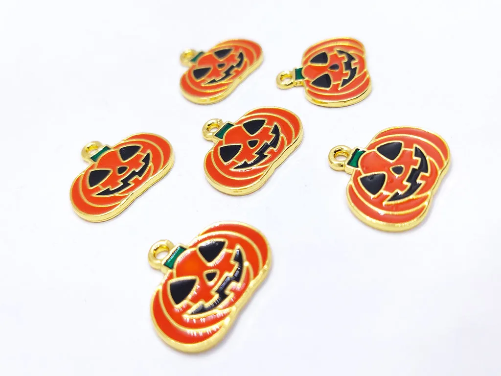 Orange Pumpkin Metallic Jewelry Charms
