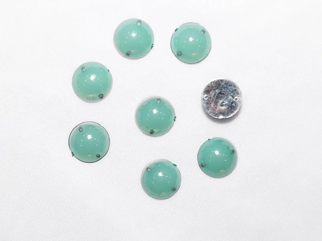 Pastel Green Circular Plastic Stones - 14 mm