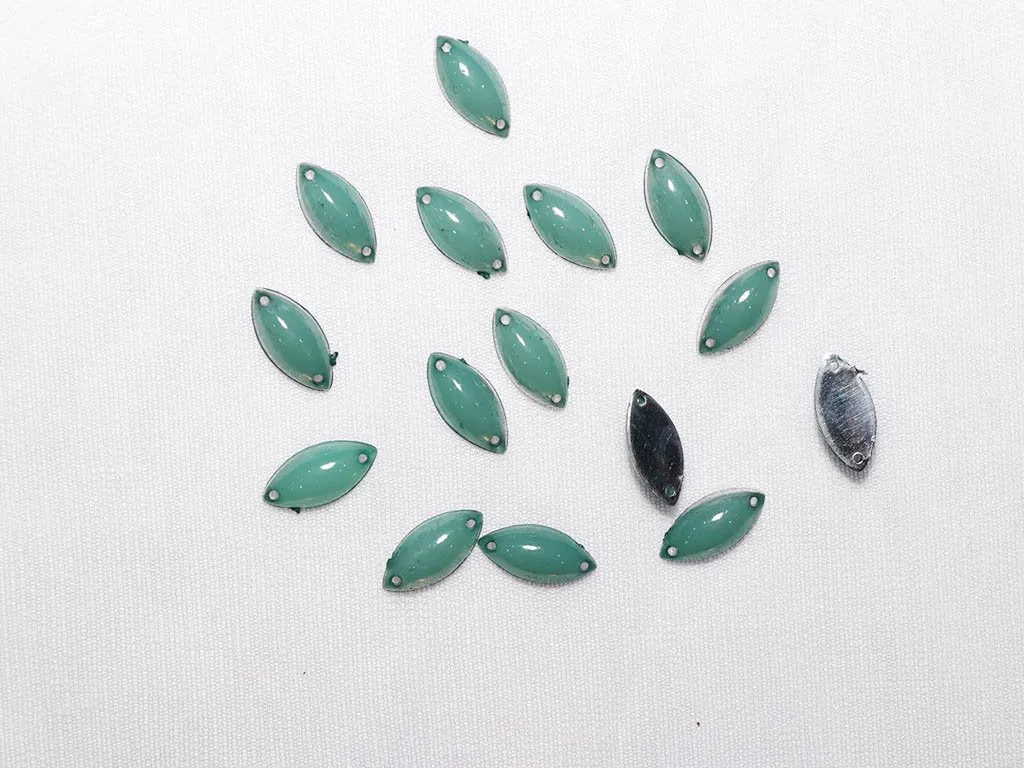 Pastel Green Eye Plastic Stones- 15x7 mm