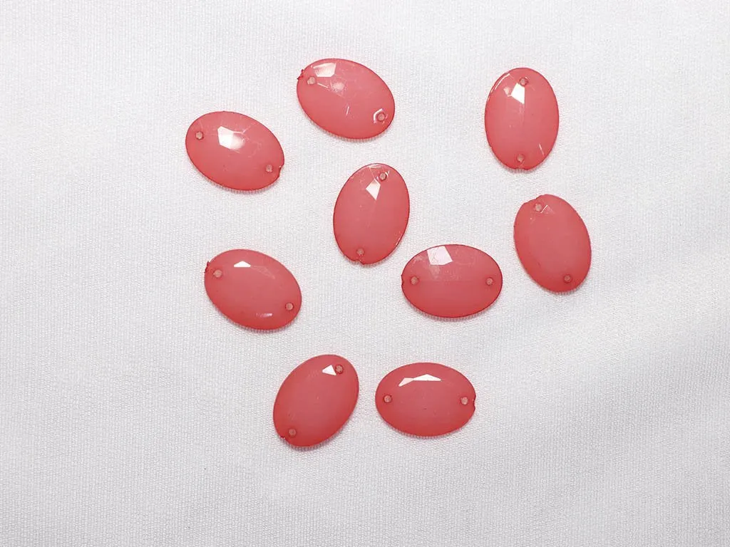 Pastel Peach Designer Oval Plastic Stones -18x13 mm