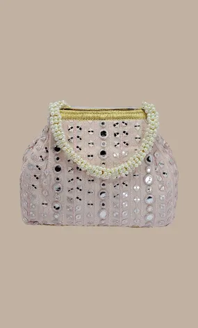Pastel Pink Embroidered Handbag