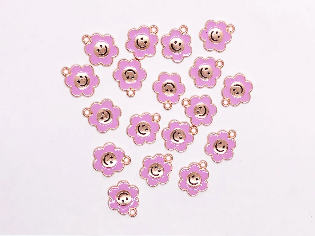Pink Flower Metallic Jewelry Charms