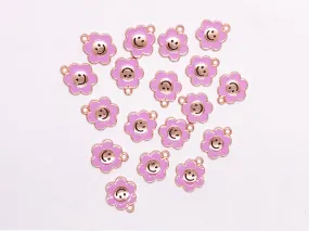 Pink Flower Metallic Jewelry Charms