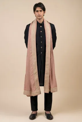 Pink Shawl With Resham And Aari Embroidery