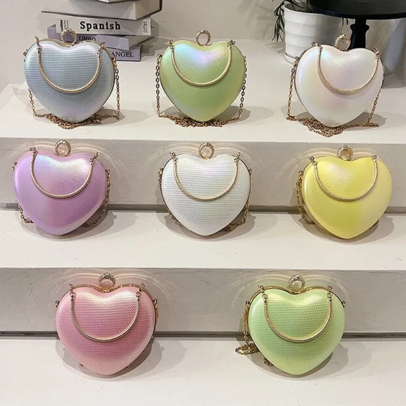 Princess Pastel Heart Shaped Crossbody Handbags
