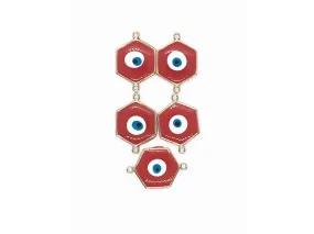 Red Evil Eye Hexagonal Metal Charms