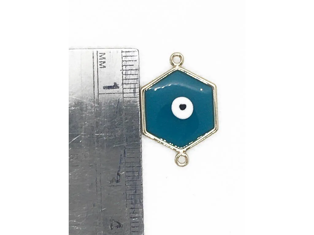Red Evil Eye Hexagonal Metal Charms