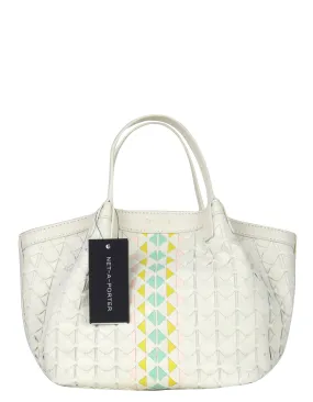 Serapian White/Pastel Mosaico Secret Mini Woven Leather Tote Bag