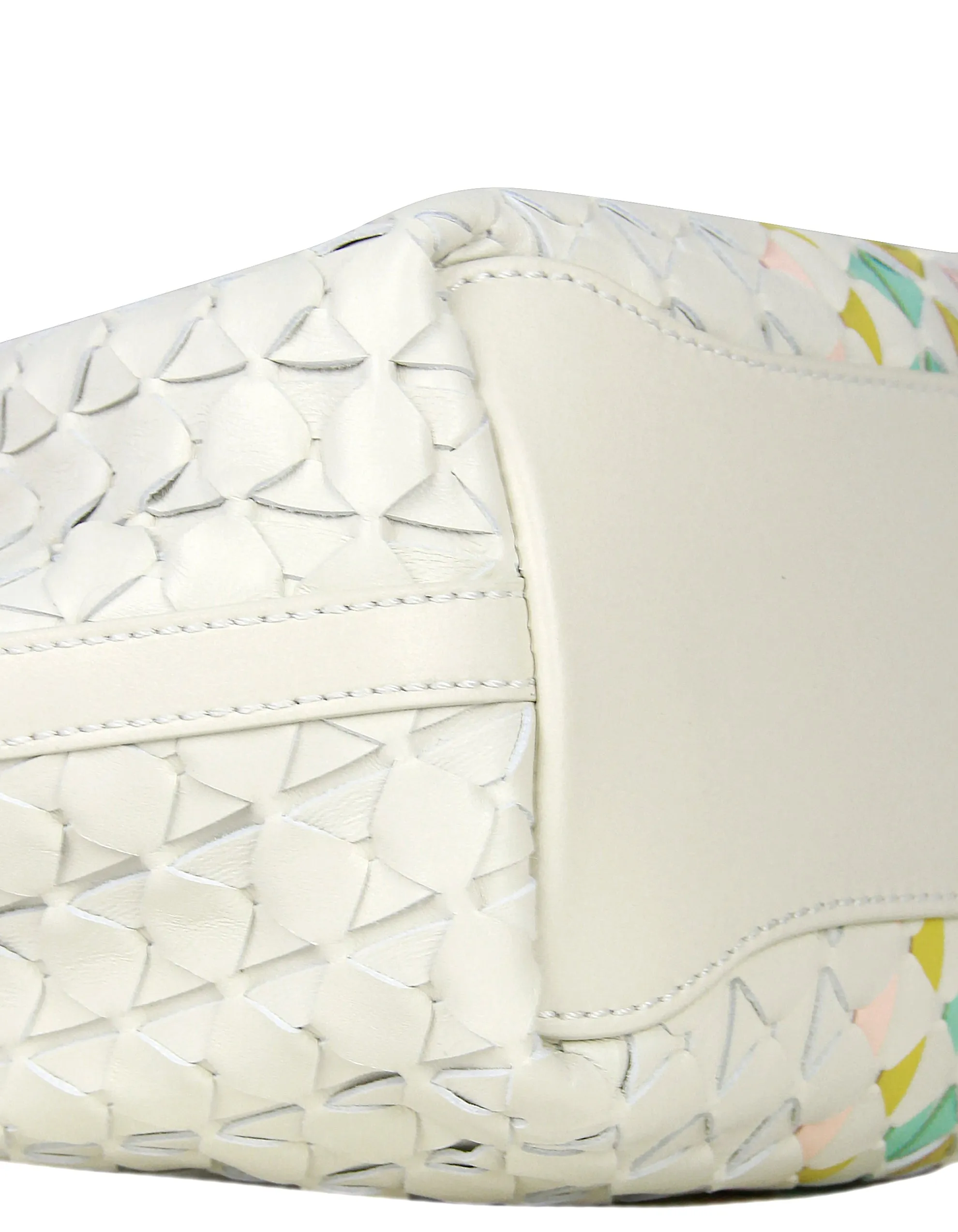 Serapian White/Pastel Mosaico Secret Mini Woven Leather Tote Bag