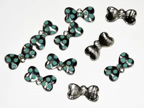 Silver Blue Bow Charms