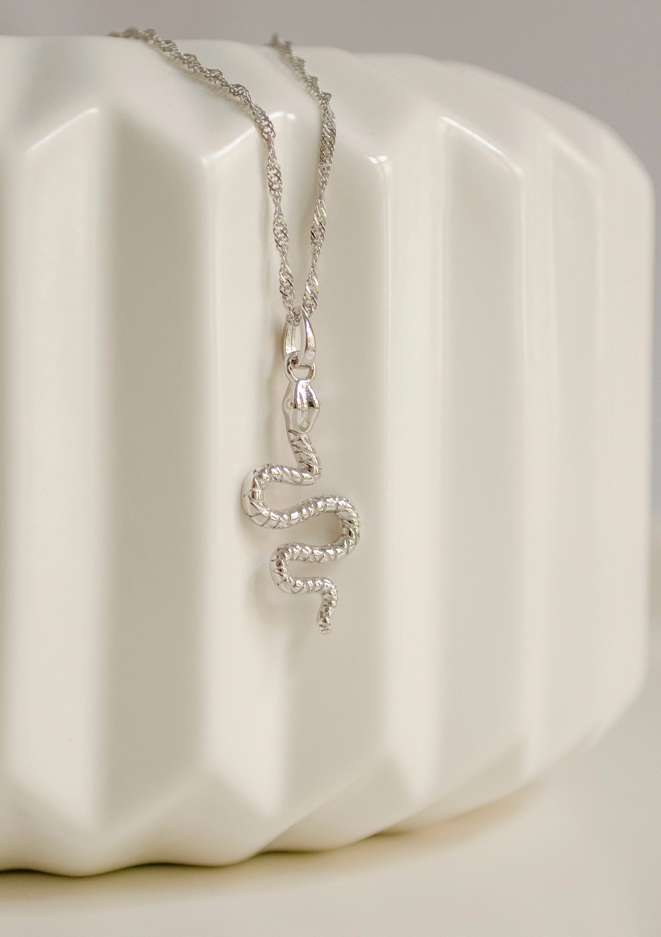 Snake Pendant Necklace Sterling Silver