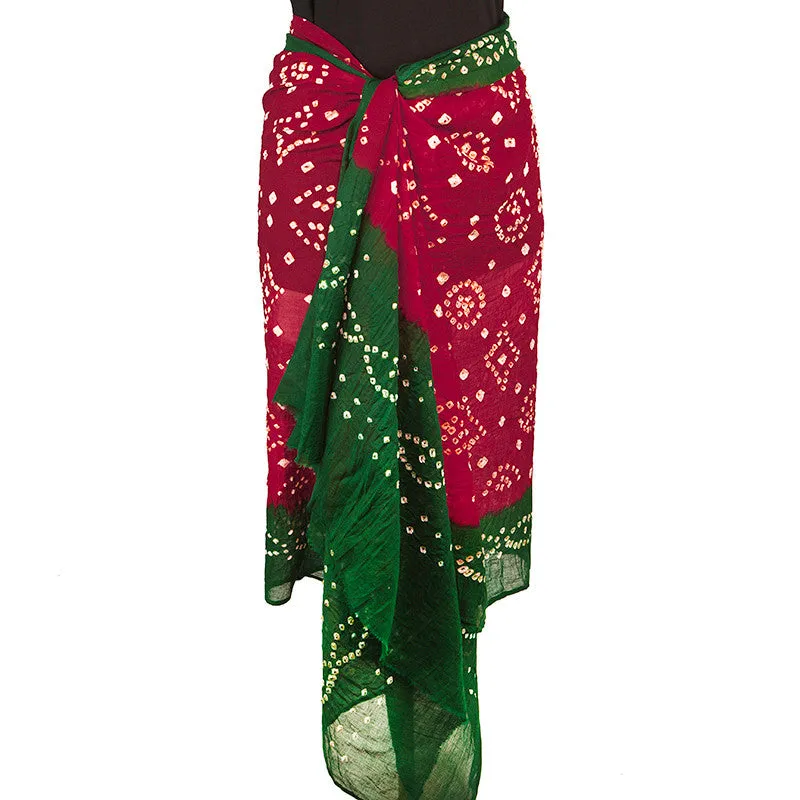 Soft Cotton Bandhani Scarf or Beach Sarong