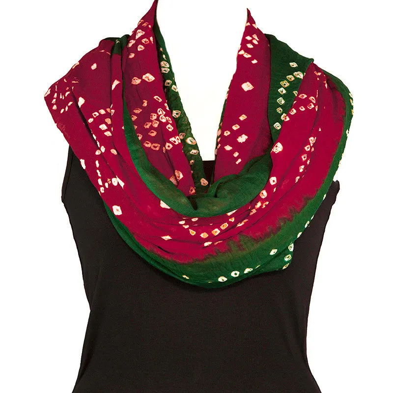 Soft Cotton Bandhani Scarf or Beach Sarong