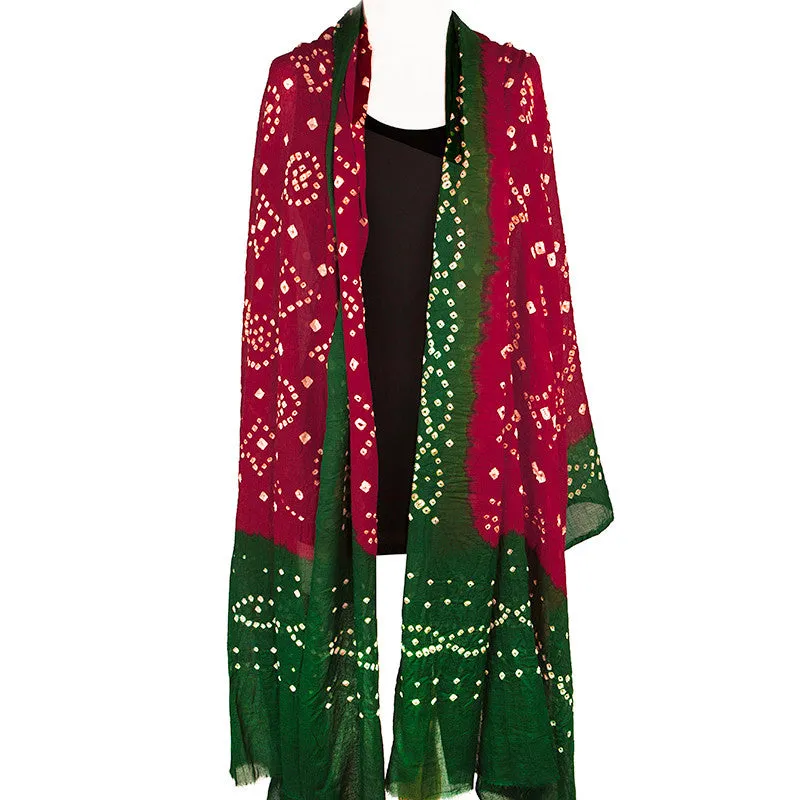Soft Cotton Bandhani Scarf or Beach Sarong