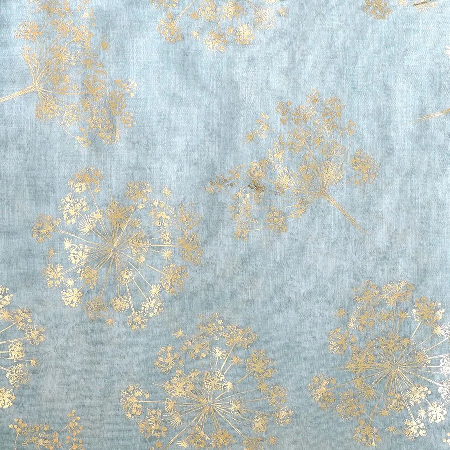 Soft Duck Egg Scarf with Gold Foil Cow Parsley Print