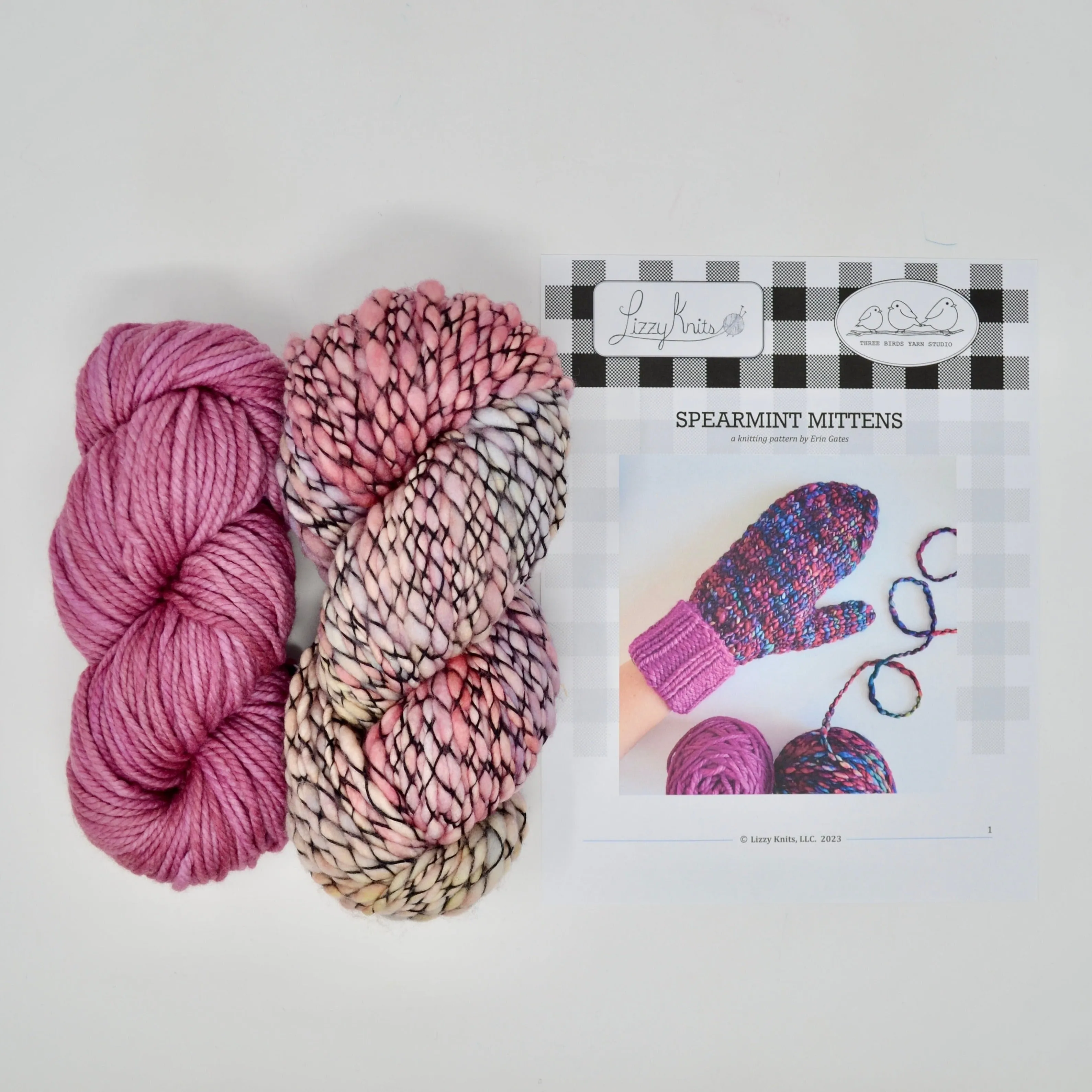 Spearmint Mittens Kit (Damask Rose/Guyunusa)