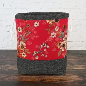 Striking Floral Cotton and Linen Project Bag