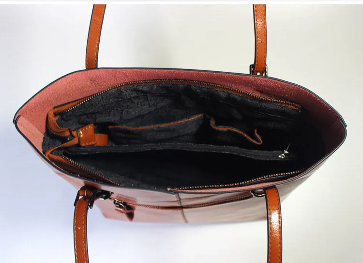 Stylish Womens Brown Leather Tote Purse Handbags Shoulder Tpte Bags for Women