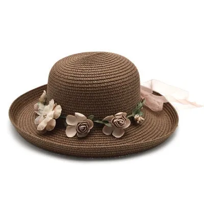 Summer Handmade Flower Straw Hat Women's
