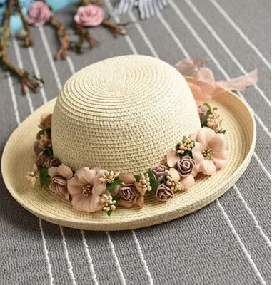 Summer Handmade Flower Straw Hat Women's