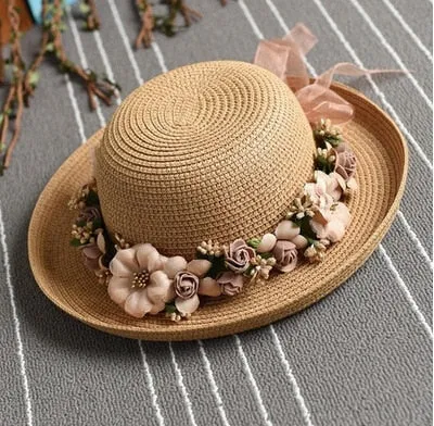 Summer Handmade Flower Straw Hat Women's