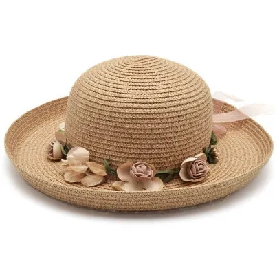 Summer Handmade Flower Straw Hat Women's