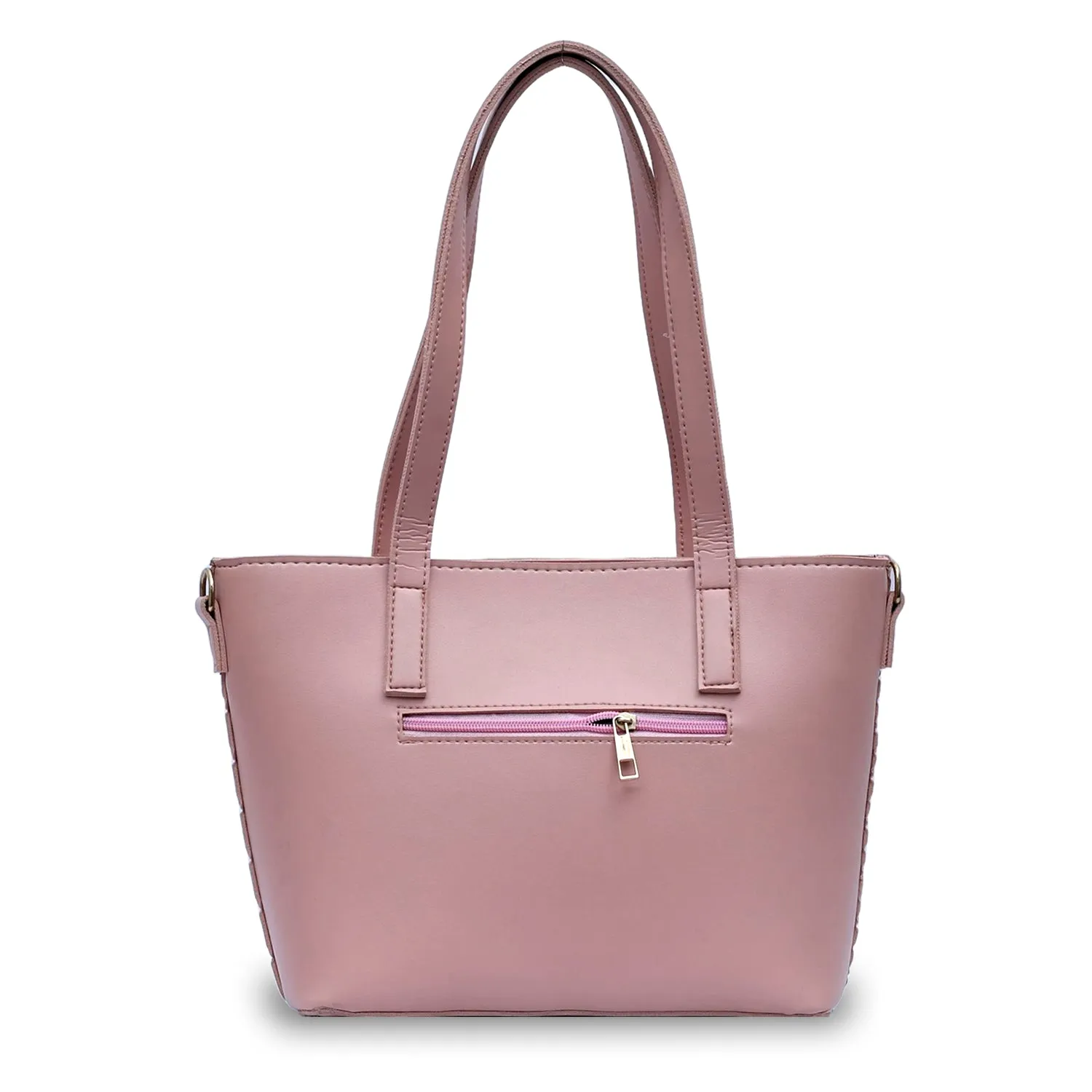 Textured Tote Pink 3Pc Set