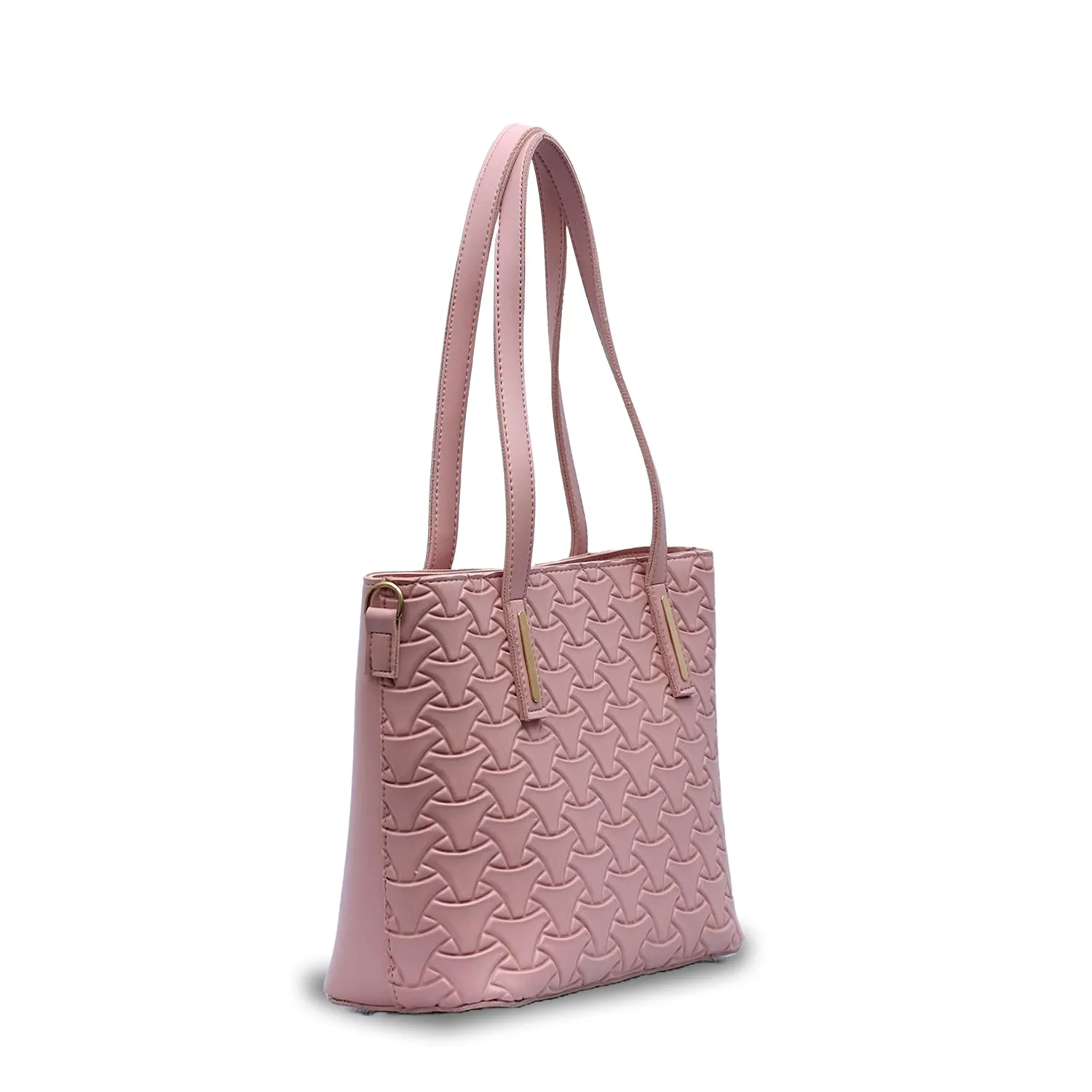Textured Tote Pink 3Pc Set