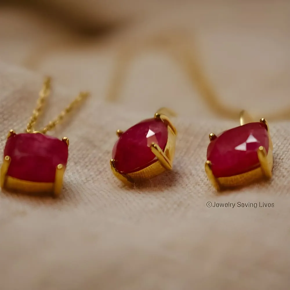 The Ashera - Natural Ruby Dangle Earrings
