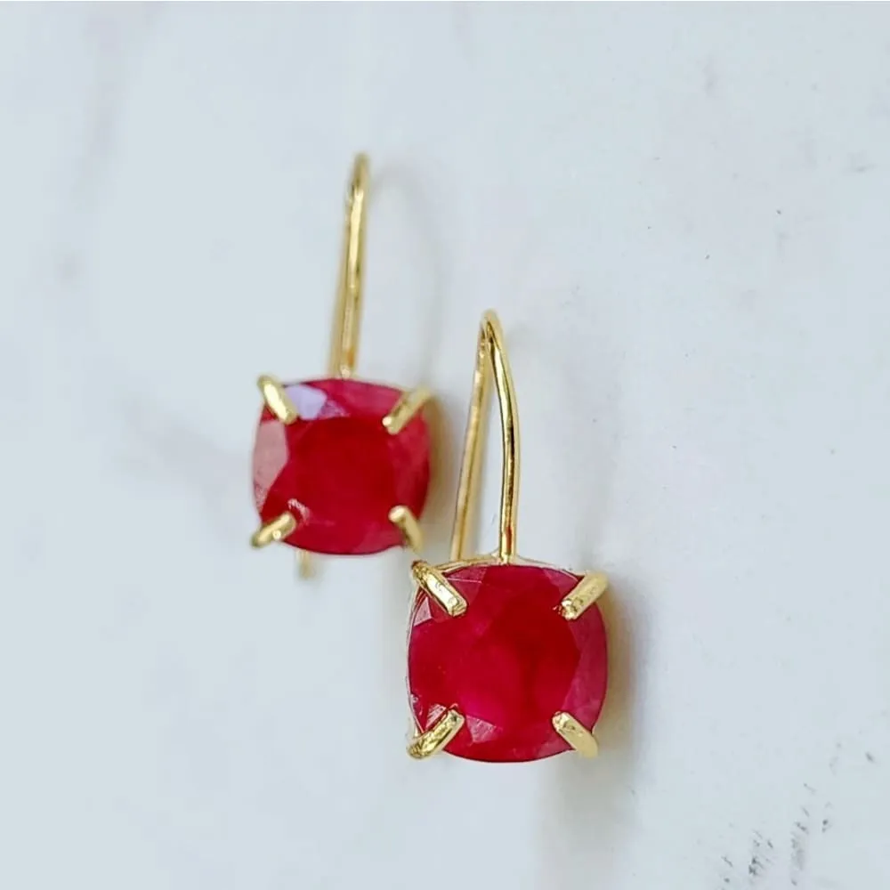 The Ashera - Natural Ruby Dangle Earrings