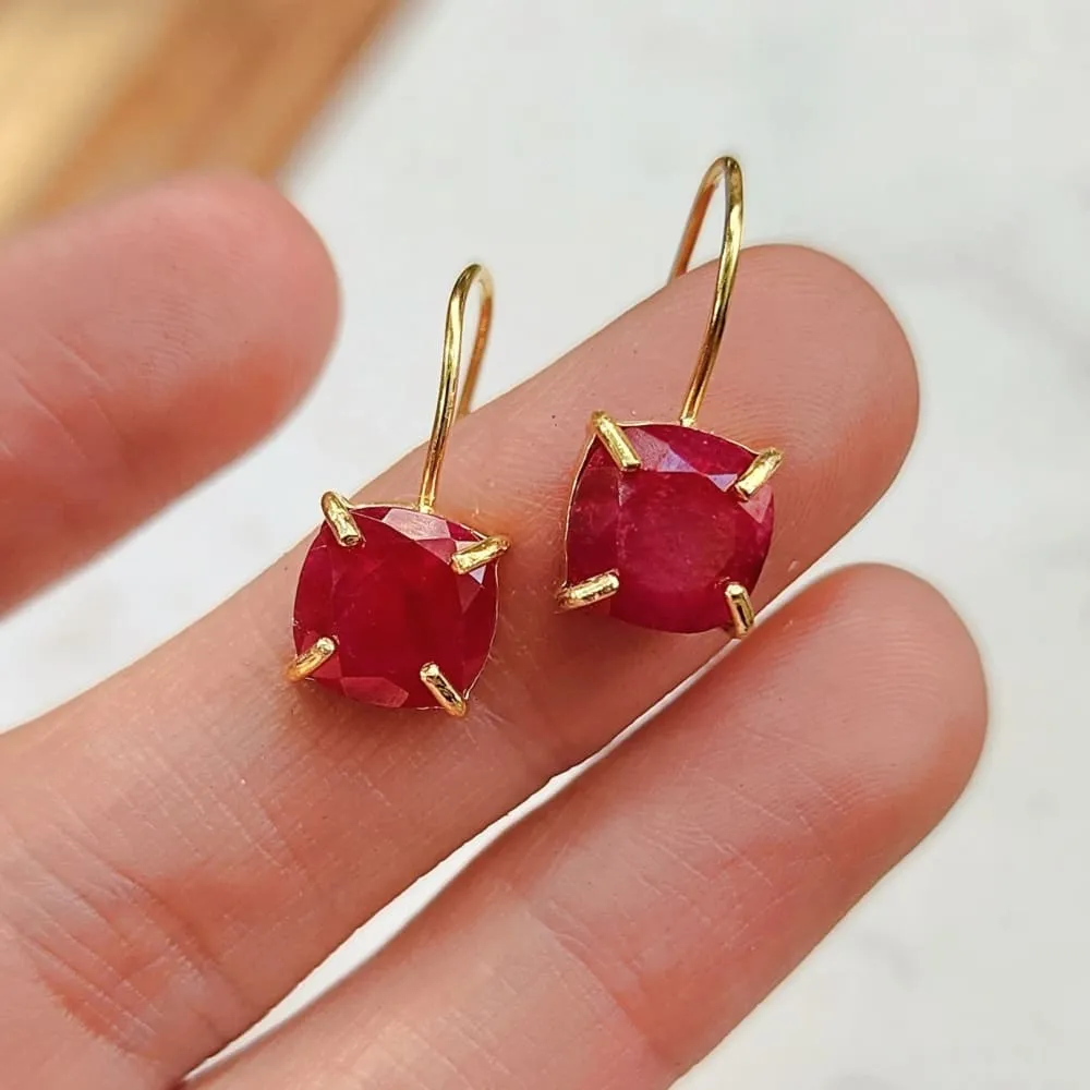 The Ashera - Natural Ruby Dangle Earrings